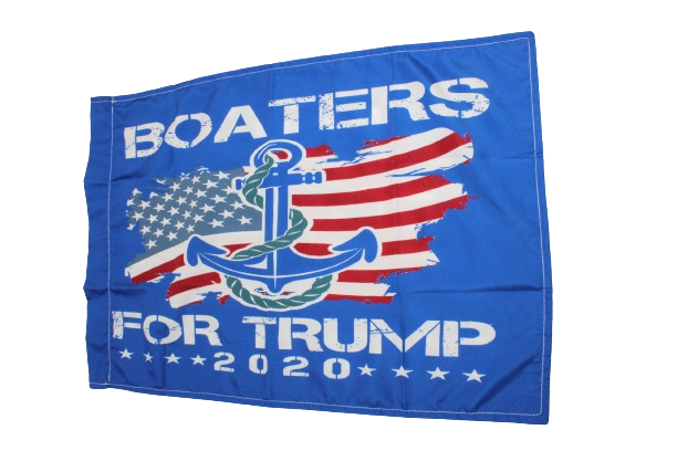 12x18 Boaters for Trump Flag displaying the American flag and and rope with anchor