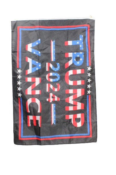 Full Color Trump Vance flag 3x5 with the red white and blue American Flag portrayed n writing 