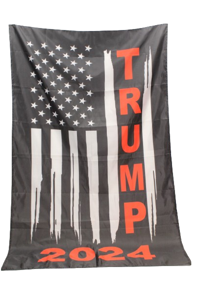 Black stars and stripes 3x5 flag with Trump 2024