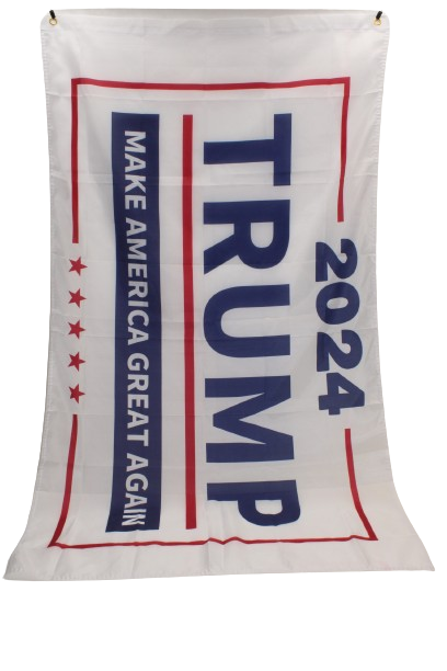 White 3x5 Trump 2024 flag with Make America Great Again