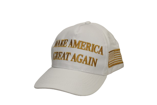 The White version of the Iconic Trump MAGA Make America Great Again, displaying the American Flag and 45-47 on Sides