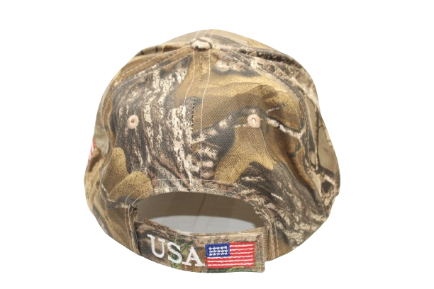 Realtree camouflaged hat with USA and the Flag adjustable Velcro strap